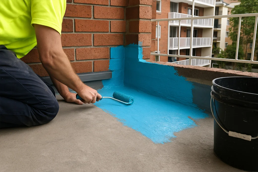 Ardent Construction water proofing a balcony